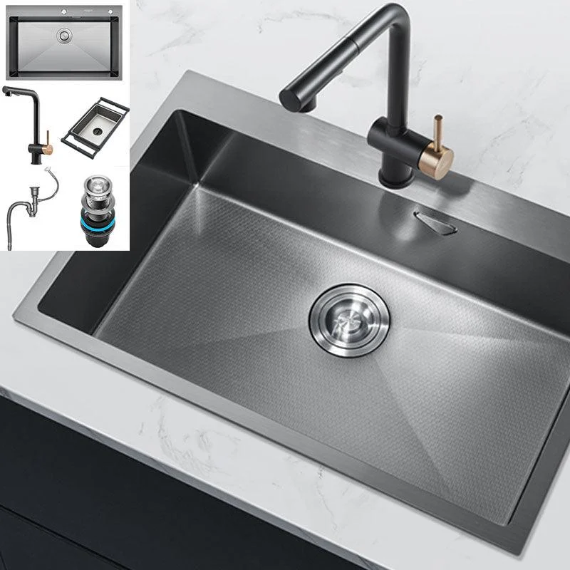 Contemporary Style Kitchen Sink Stainless Steel Kitchen Sink with Basket Strainer -Bathlova