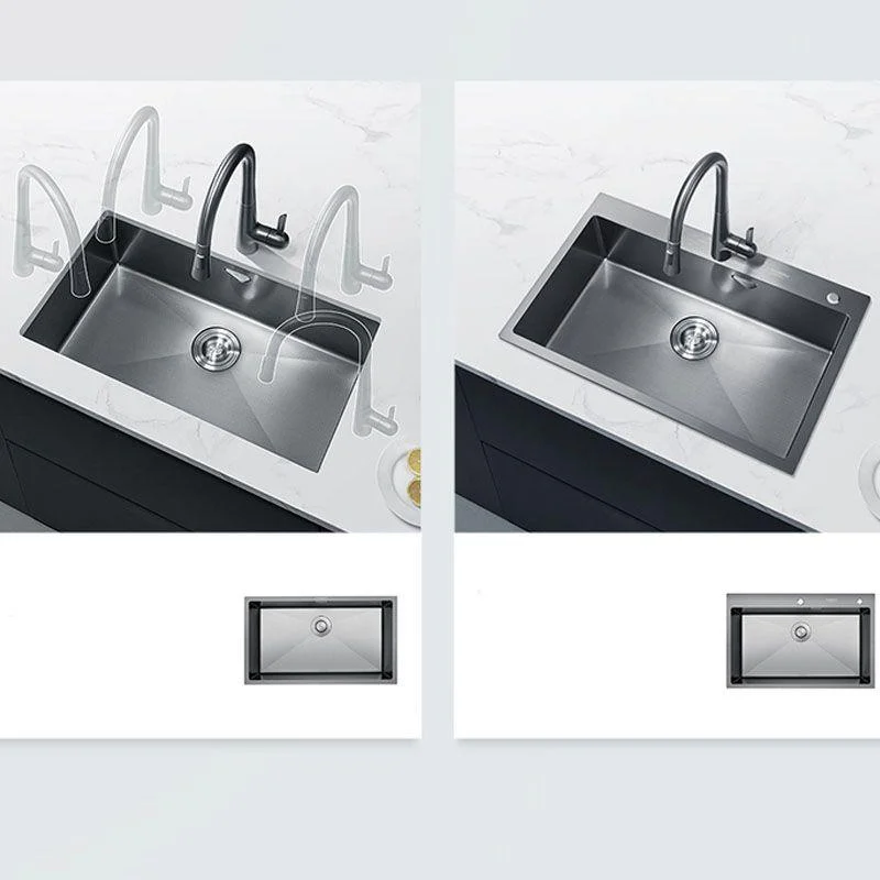 Contemporary Style Kitchen Sink Stainless Steel Kitchen Sink with Basket Strainer -Bathlova