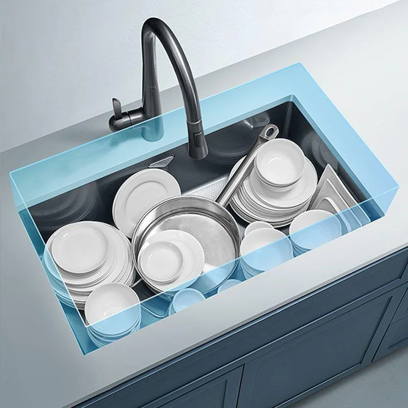 Contemporary Style Kitchen Sink Stainless Steel Kitchen Sink with Basket Strainer -Bathlova