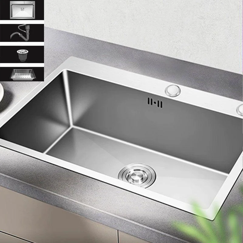 Contemporary Style Kitchen Sink Stainless Steel Kitchen Sink with Drain Strainer Kit -Bathlova