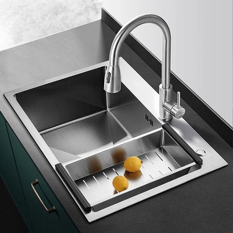 Contemporary Style Kitchen Sink Stainless Steel Kitchen Sink with Drain Strainer Kit -Bathlova