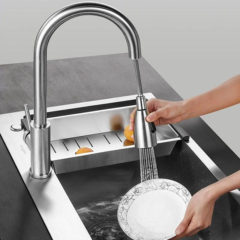 Contemporary Style Kitchen Sink Stainless Steel Kitchen Sink with Drain Strainer Kit -Bathlova