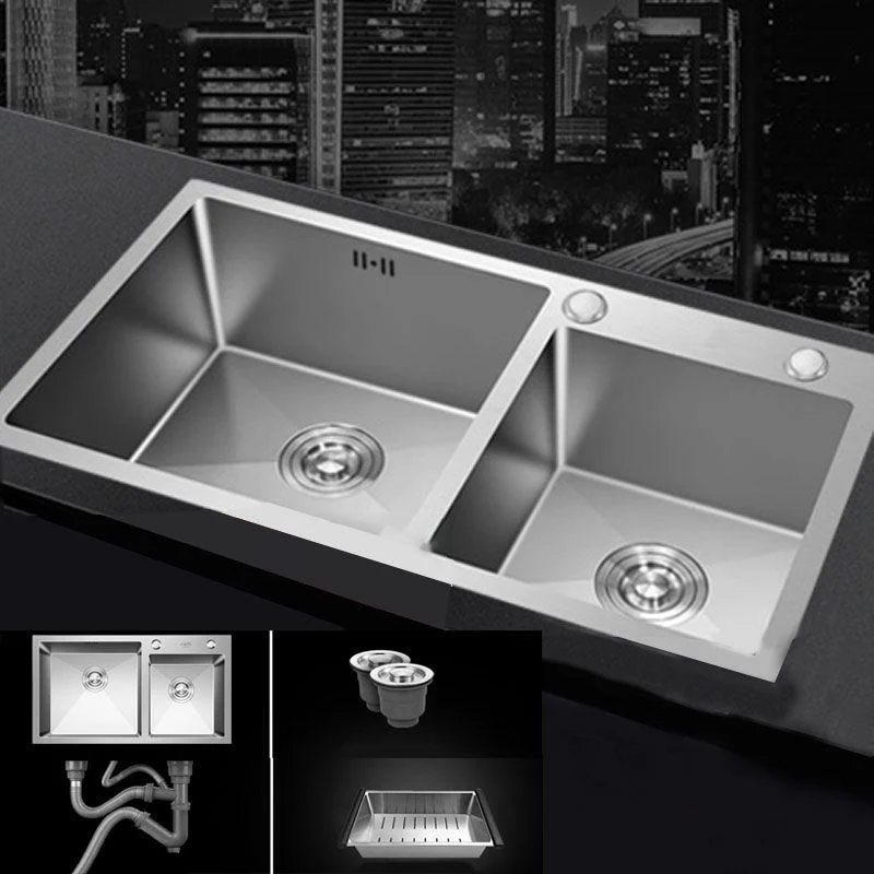 Contemporary Style Kitchen Sink Stainless Steel Kitchen Sink with Drain Strainer Kit -Bathlova