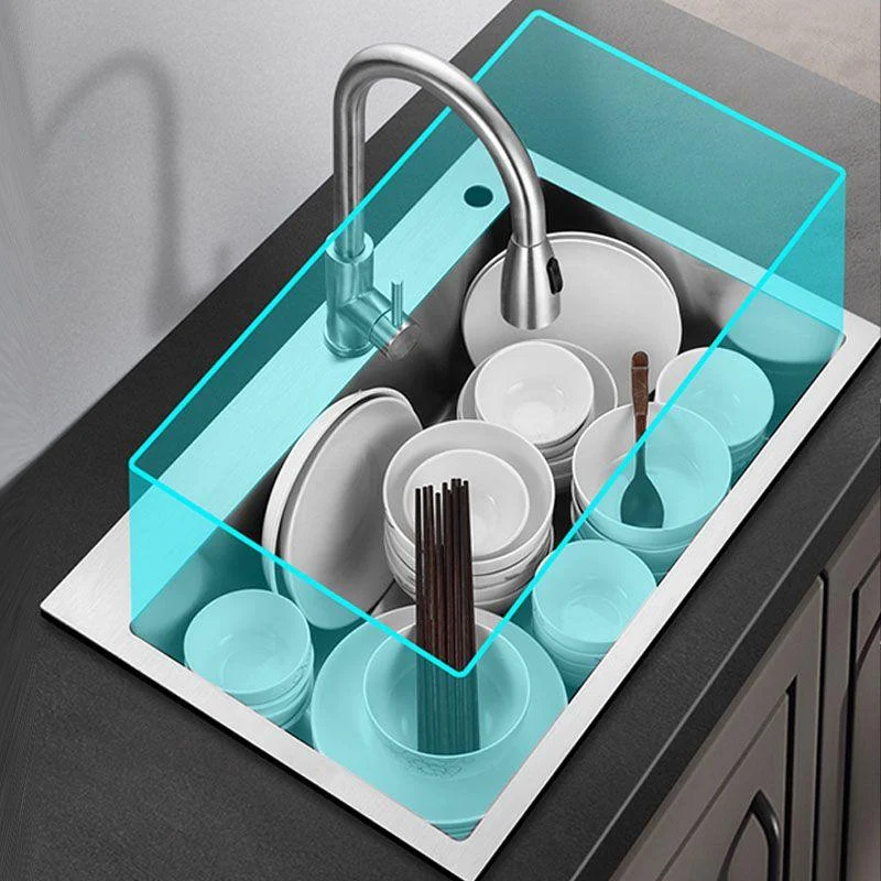 Contemporary Style Kitchen Sink Stainless Steel Kitchen Sink with Drain Strainer Kit -Bathlova