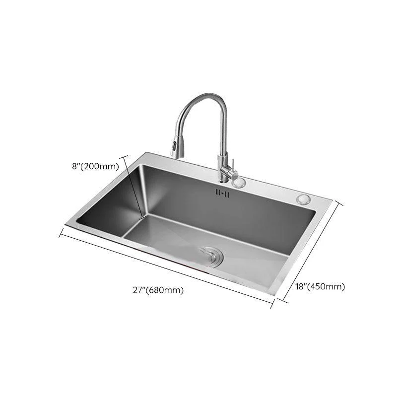 Contemporary Style Kitchen Sink Stainless Steel Kitchen Sink with Drain Strainer Kit -Bathlova