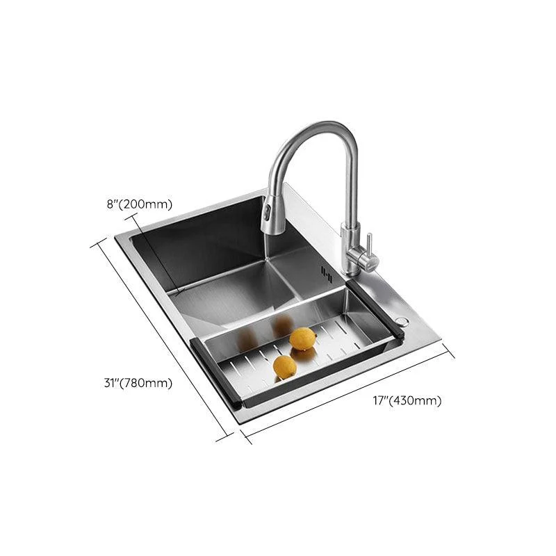 Contemporary Style Kitchen Sink Stainless Steel Kitchen Sink with Drain Strainer Kit -Bathlova