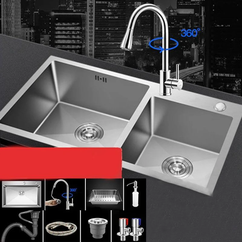 Contemporary Style Kitchen Sink Stainless Steel Kitchen Sink with Drain Strainer Kit -Bathlova