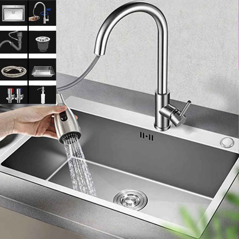 Contemporary Style Kitchen Sink Stainless Steel Kitchen Sink with Drain Strainer Kit -Bathlova