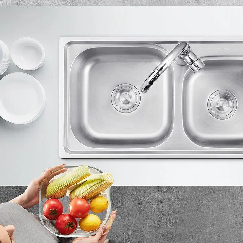 Contemporary Style Kitchen Sink Stainless Steel Kitchen Sink without Tap -Bathlova