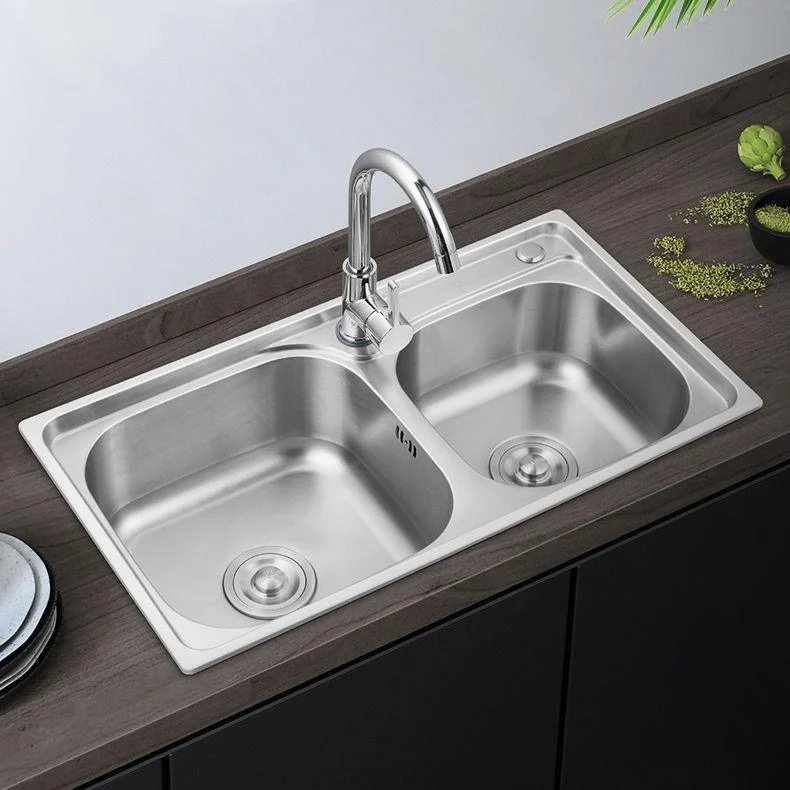 Contemporary Style Kitchen Sink Stainless Steel Kitchen Sink without Tap -Bathlova