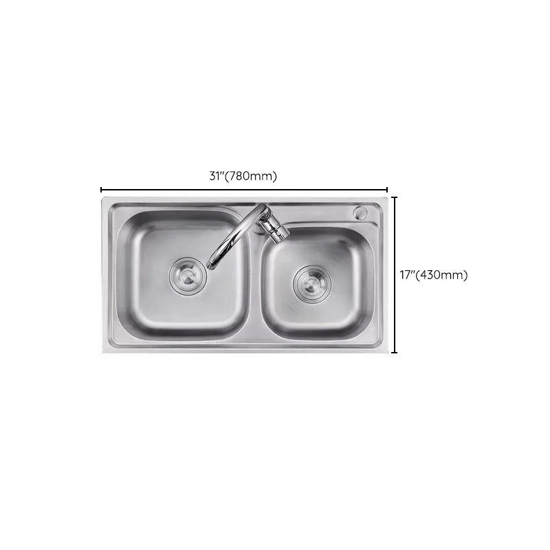 Contemporary Style Kitchen Sink Stainless Steel Kitchen Sink without Tap -Bathlova