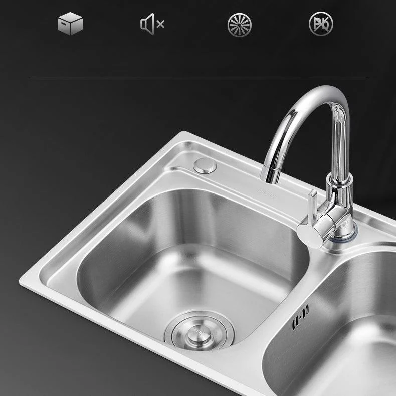 Contemporary Style Kitchen Sink Stainless Steel Kitchen Sink without Tap -Bathlova