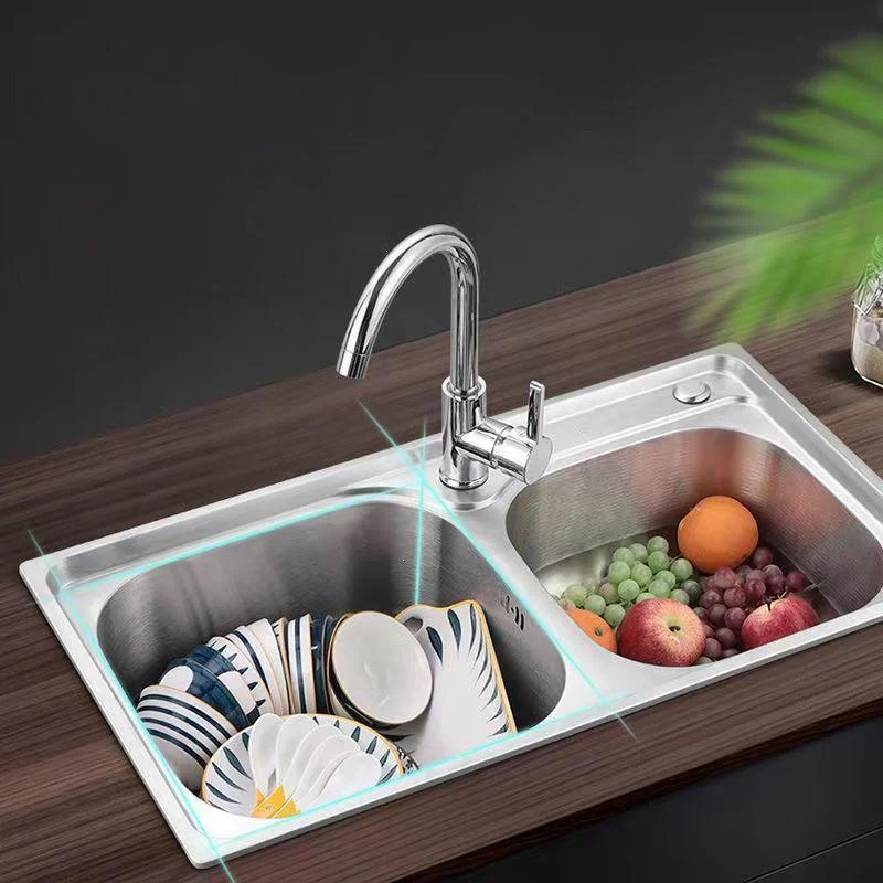 Contemporary Style Kitchen Sink Stainless Steel Kitchen Sink without Tap -Bathlova