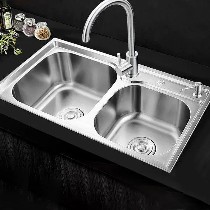 Contemporary Style Kitchen Sink Stainless Steel Kitchen Sink without Tap -Bathlova