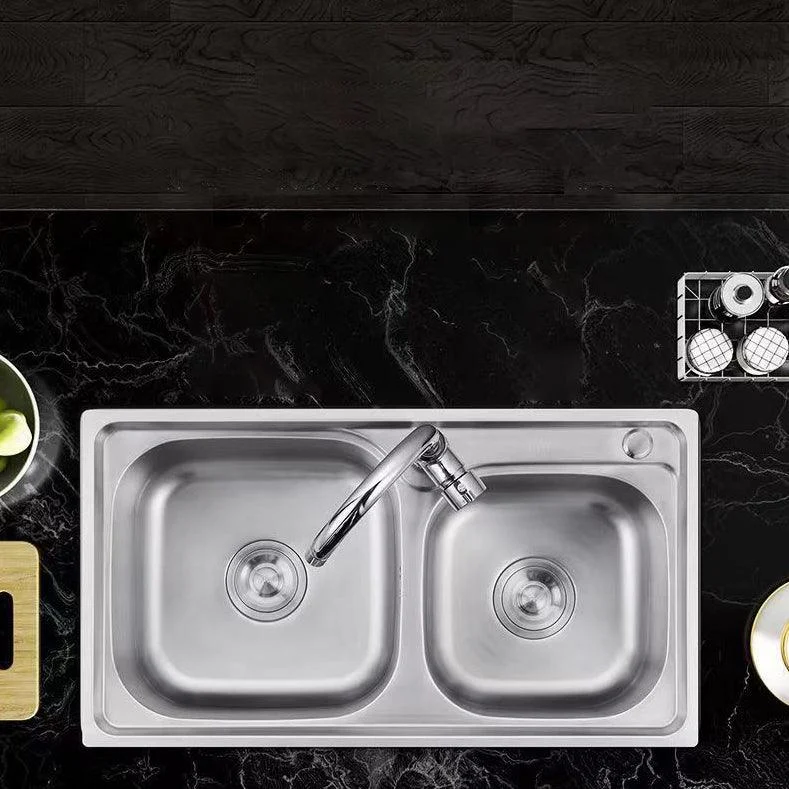 Contemporary Style Kitchen Sink Stainless Steel Kitchen Sink without Tap -Bathlova