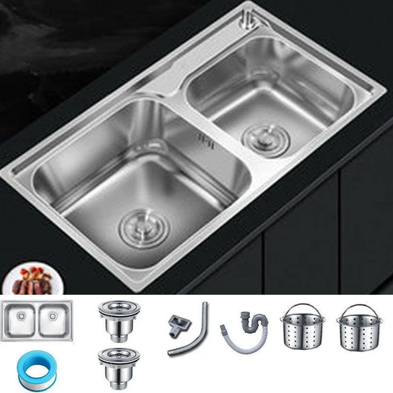 Contemporary Style Kitchen Sink Stainless Steel Kitchen Sink without Tap -Bathlova