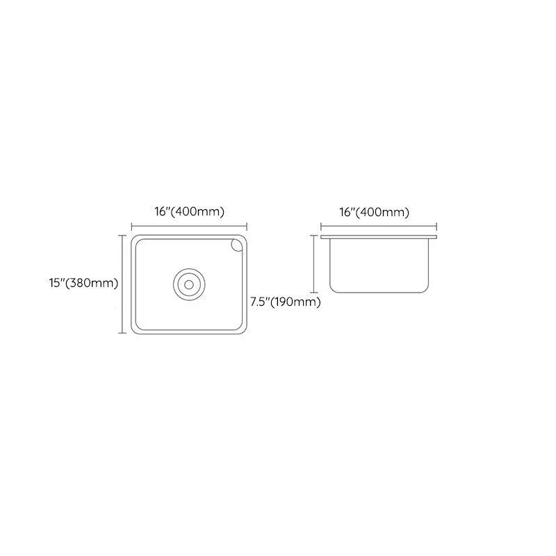 Contemporary Style Kitchen Sink Stainless Steel Rectangle Undermount Kitchen Sink -Bathlova