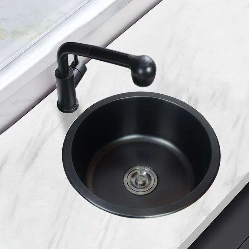 Contemporary Style Kitchen Sink Stainless Steel Round Drop-In Kitchen Sink -Bathlova