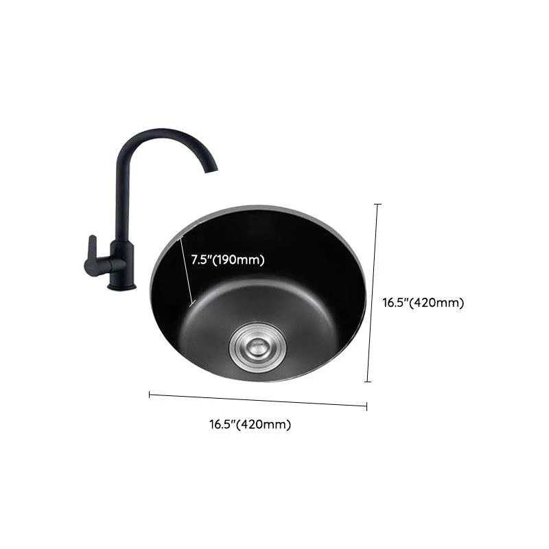 Contemporary Style Kitchen Sink Stainless Steel Round Drop-In Kitchen Sink -Bathlova