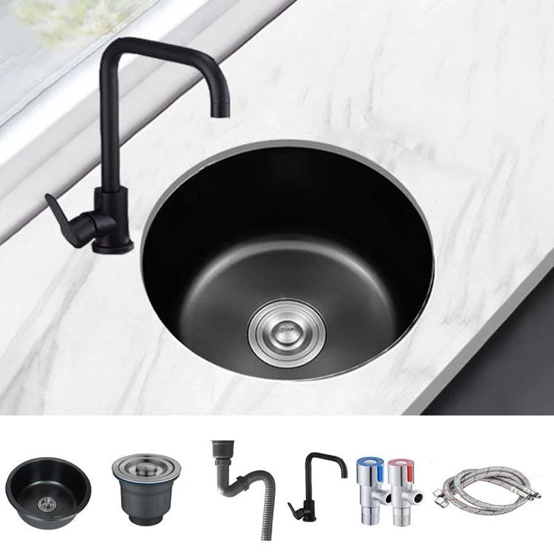 Contemporary Style Kitchen Sink Stainless Steel Round Drop-In Kitchen Sink -Bathlova