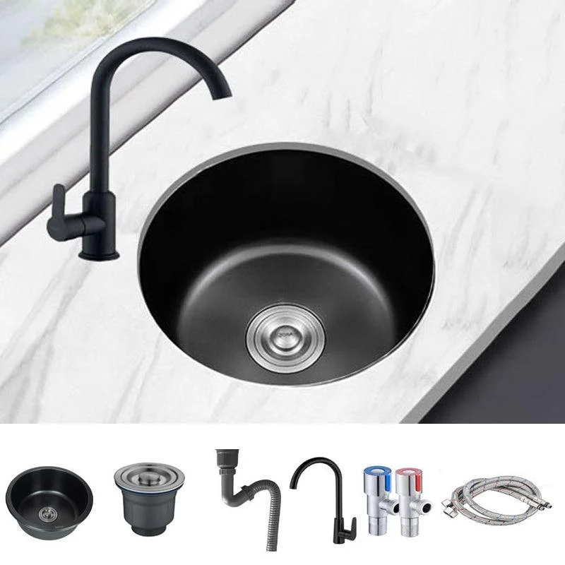 Contemporary Style Kitchen Sink Stainless Steel Round Drop-In Kitchen Sink -Bathlova