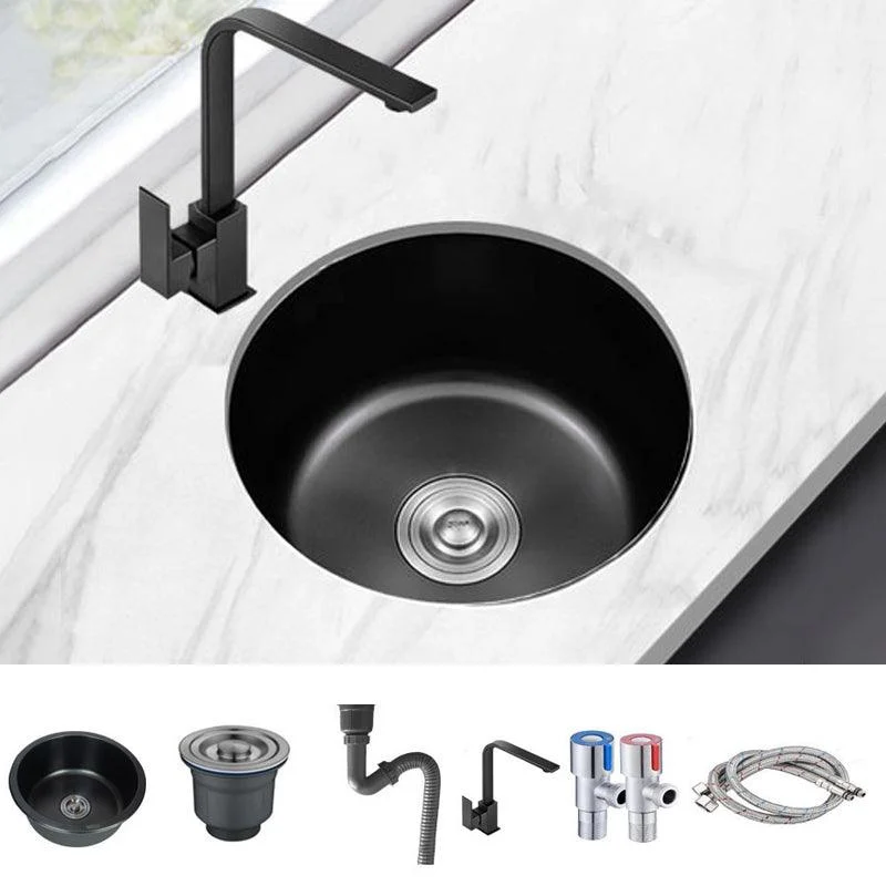 Contemporary Style Kitchen Sink Stainless Steel Round Drop-In Kitchen Sink -Bathlova