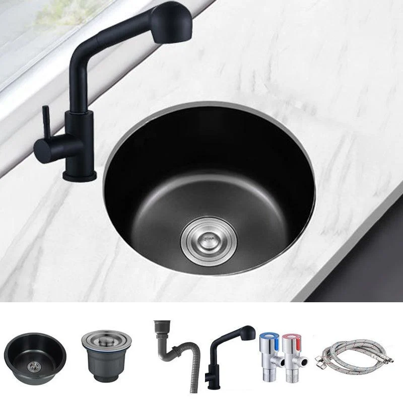 Contemporary Style Kitchen Sink Stainless Steel Round Drop-In Kitchen Sink -Bathlova