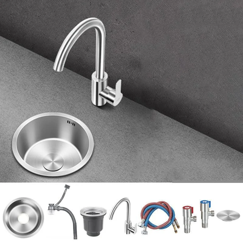 Contemporary Style Kitchen Sink Stainless Steel Round Kitchen Sink -Bathlova