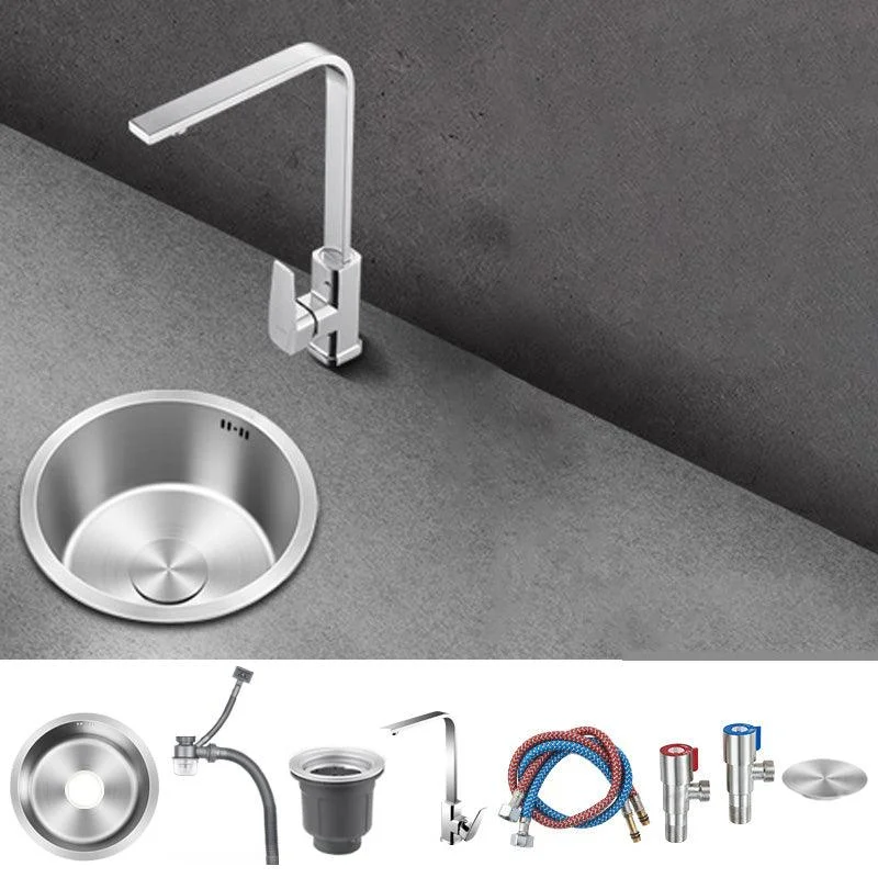 Contemporary Style Kitchen Sink Stainless Steel Round Kitchen Sink -Bathlova