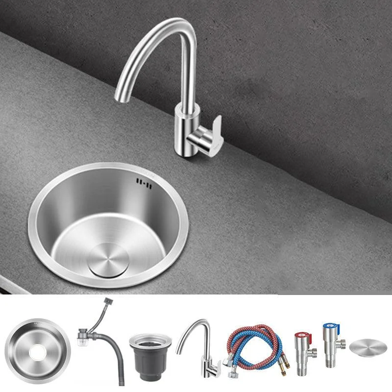 Contemporary Style Kitchen Sink Stainless Steel Round Kitchen Sink -Bathlova