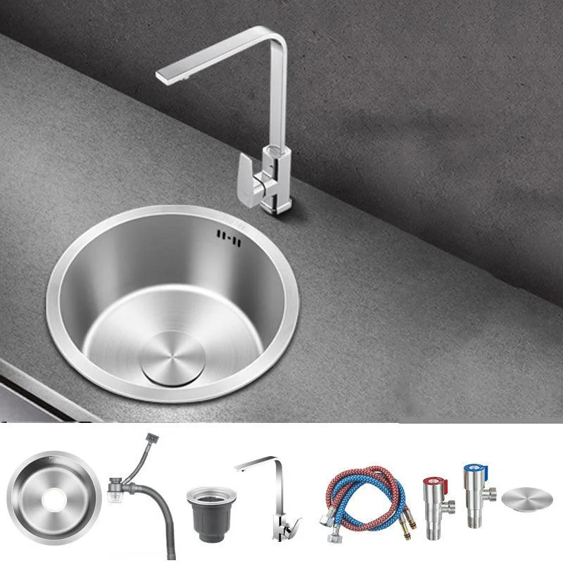 Contemporary Style Kitchen Sink Stainless Steel Round Kitchen Sink -Bathlova