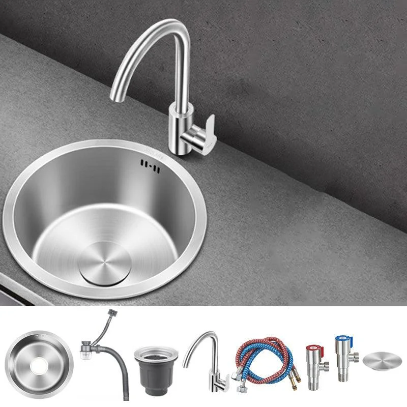 Contemporary Style Kitchen Sink Stainless Steel Round Kitchen Sink -Bathlova