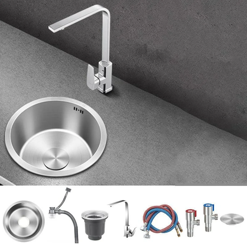 Contemporary Style Kitchen Sink Stainless Steel Round Kitchen Sink -Bathlova