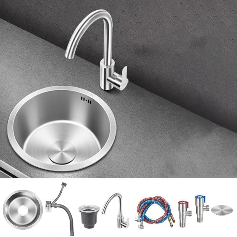 Contemporary Style Kitchen Sink Stainless Steel Round Kitchen Sink -Bathlova