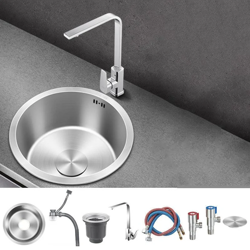 Contemporary Style Kitchen Sink Stainless Steel Round Kitchen Sink -Bathlova