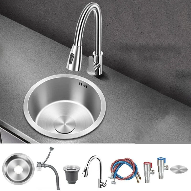 Contemporary Style Kitchen Sink Stainless Steel Round Kitchen Sink -Bathlova