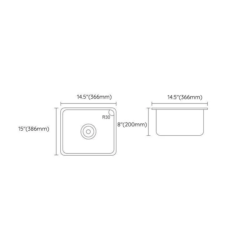 Contemporary Style Kitchen Sink Stainless Steel Square Undermount Kitchen Sink -Bathlova