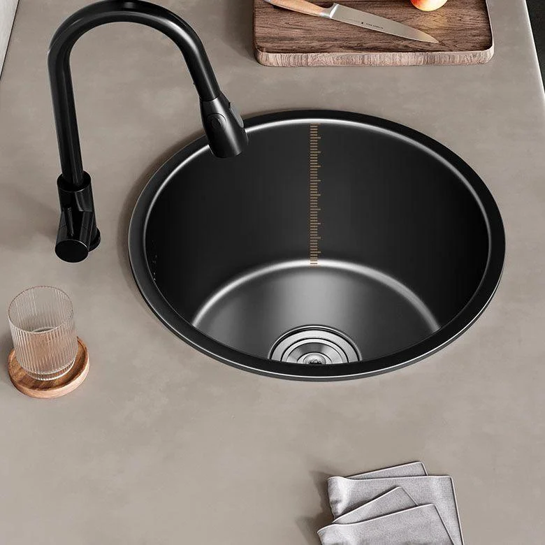 Contemporary Style Round Kitchen Sink Stainless Steel Kitchen Sink -Bathlova