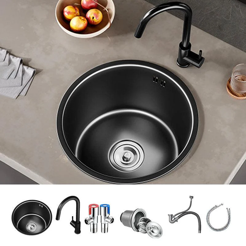 Contemporary Style Round Kitchen Sink Stainless Steel Kitchen Sink -Bathlova