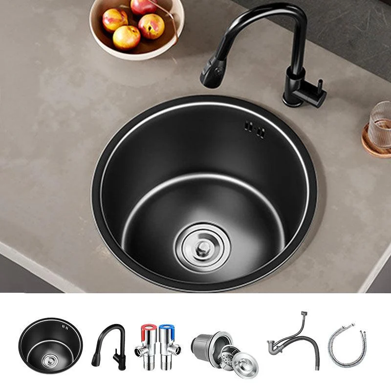 Contemporary Style Round Kitchen Sink Stainless Steel Kitchen Sink -Bathlova