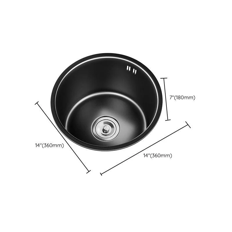 Contemporary Style Round Kitchen Sink Stainless Steel Kitchen Sink -Bathlova