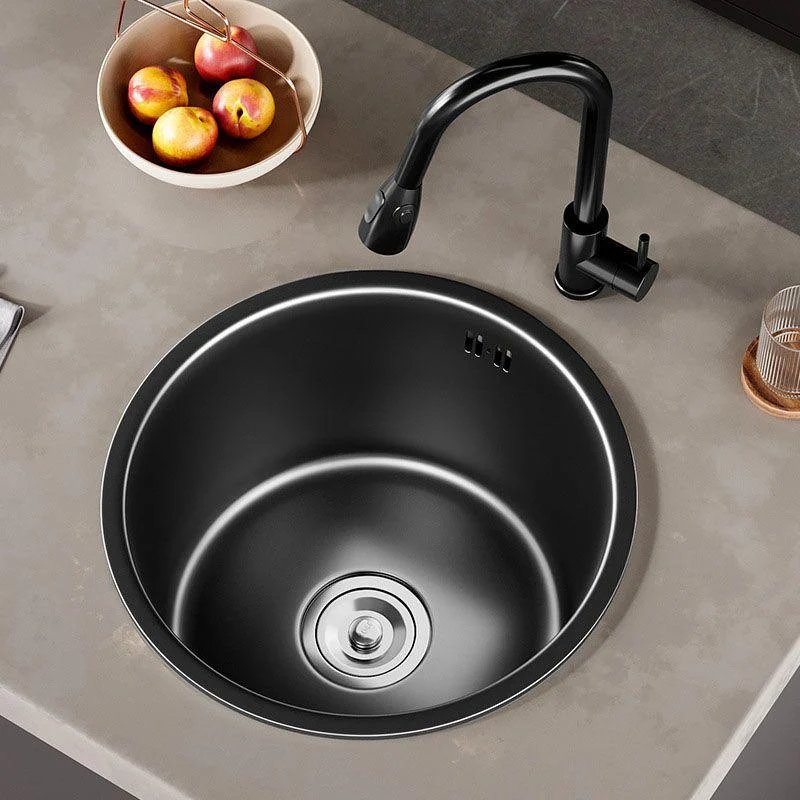 Contemporary Style Round Kitchen Sink Stainless Steel Kitchen Sink -Bathlova