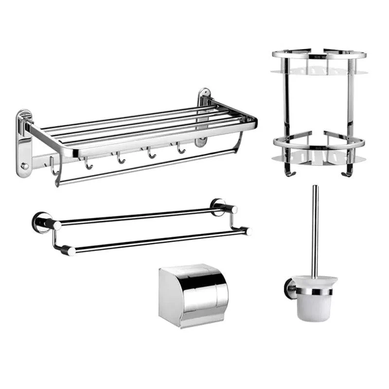 Contemporary Style Silver Metal Bathroom Accessory as Individual or as a Set -Bathlova