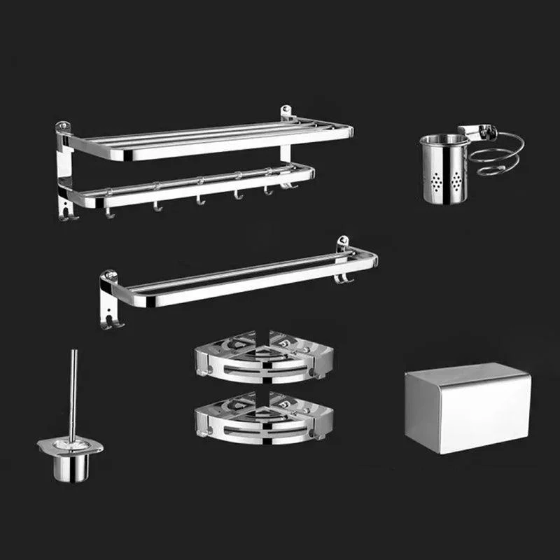 Contemporary Style Silver Metal Bathroom Accessory as Individual or as a Set -Bathlova