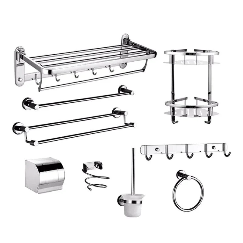 Contemporary Style Silver Metal Bathroom Accessory as Individual or as a Set -Bathlova