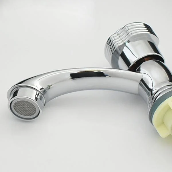 Contemporary Tap Knob Handle Low Arc Zinc Tap in Silver -Bathlova