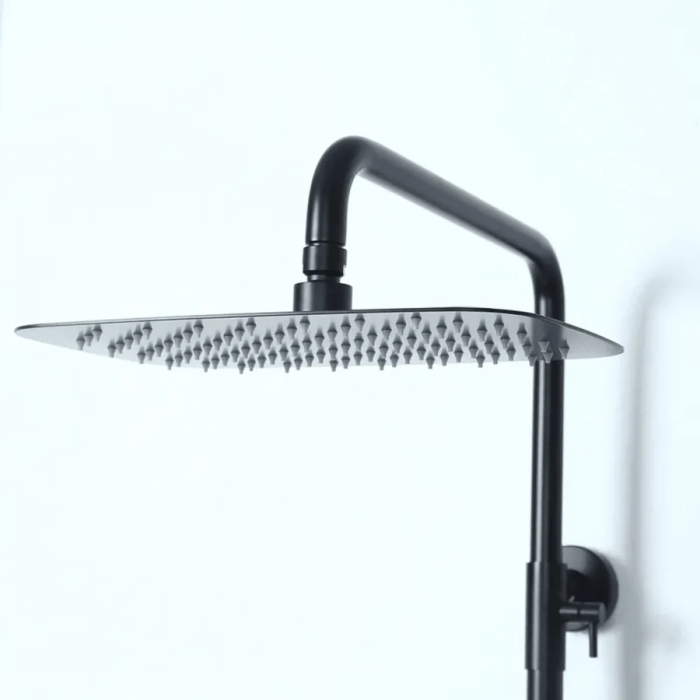 Contemporary Thermostatic Shower System in Matte Black - Solid Brass Rainfall Shower Head -Bathlova