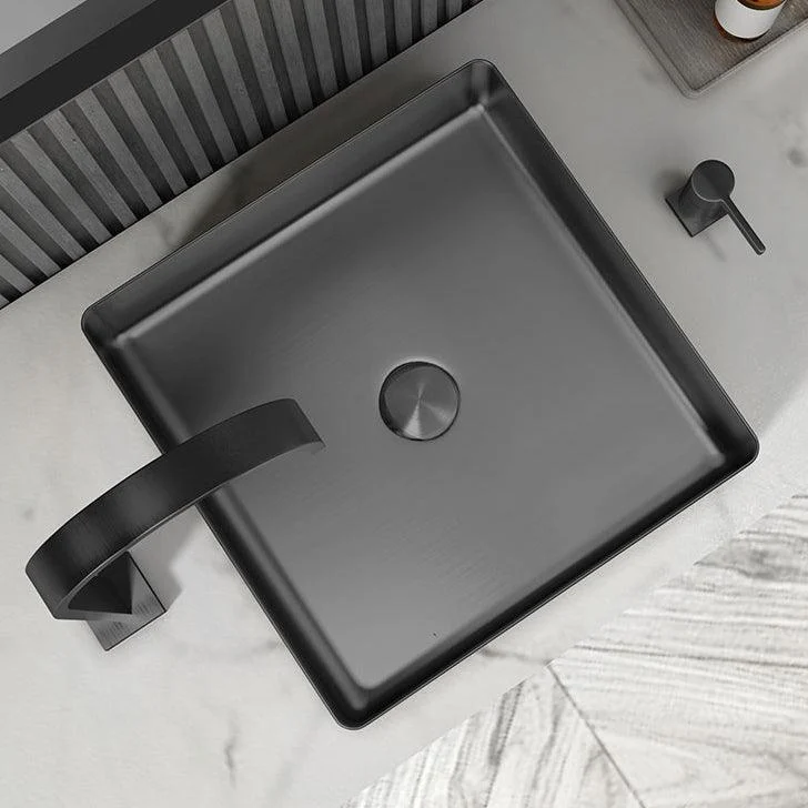 Contemporary Trough Bathroom Sink Solid Color Metal Trough Sink -Bathlova