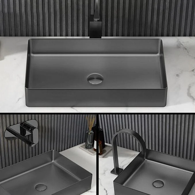 Contemporary Trough Bathroom Sink Solid Color Metal Trough Sink -Bathlova