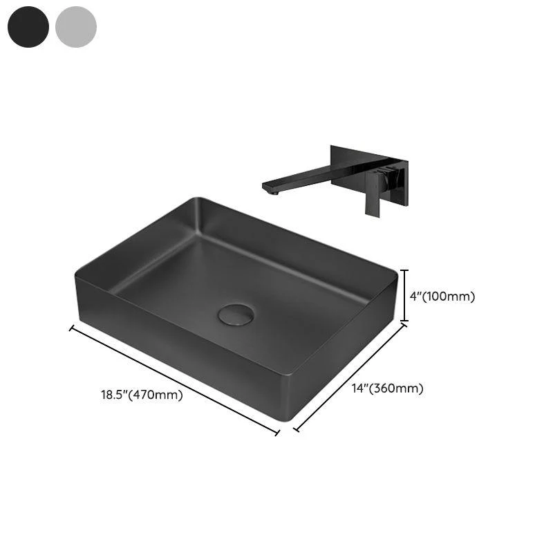 Contemporary Trough Bathroom Sink Solid Color Metal Trough Sink -Bathlova